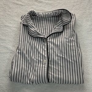 Anne Klein Black and White Striped Button Down dress